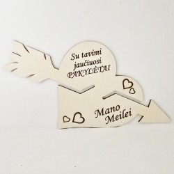 Personalizuota širdelė su tekstu ir pririšama detale - Kokteilis
