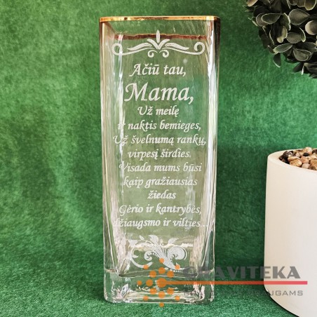 Stiklinė vaza "Ačiū tau mama"